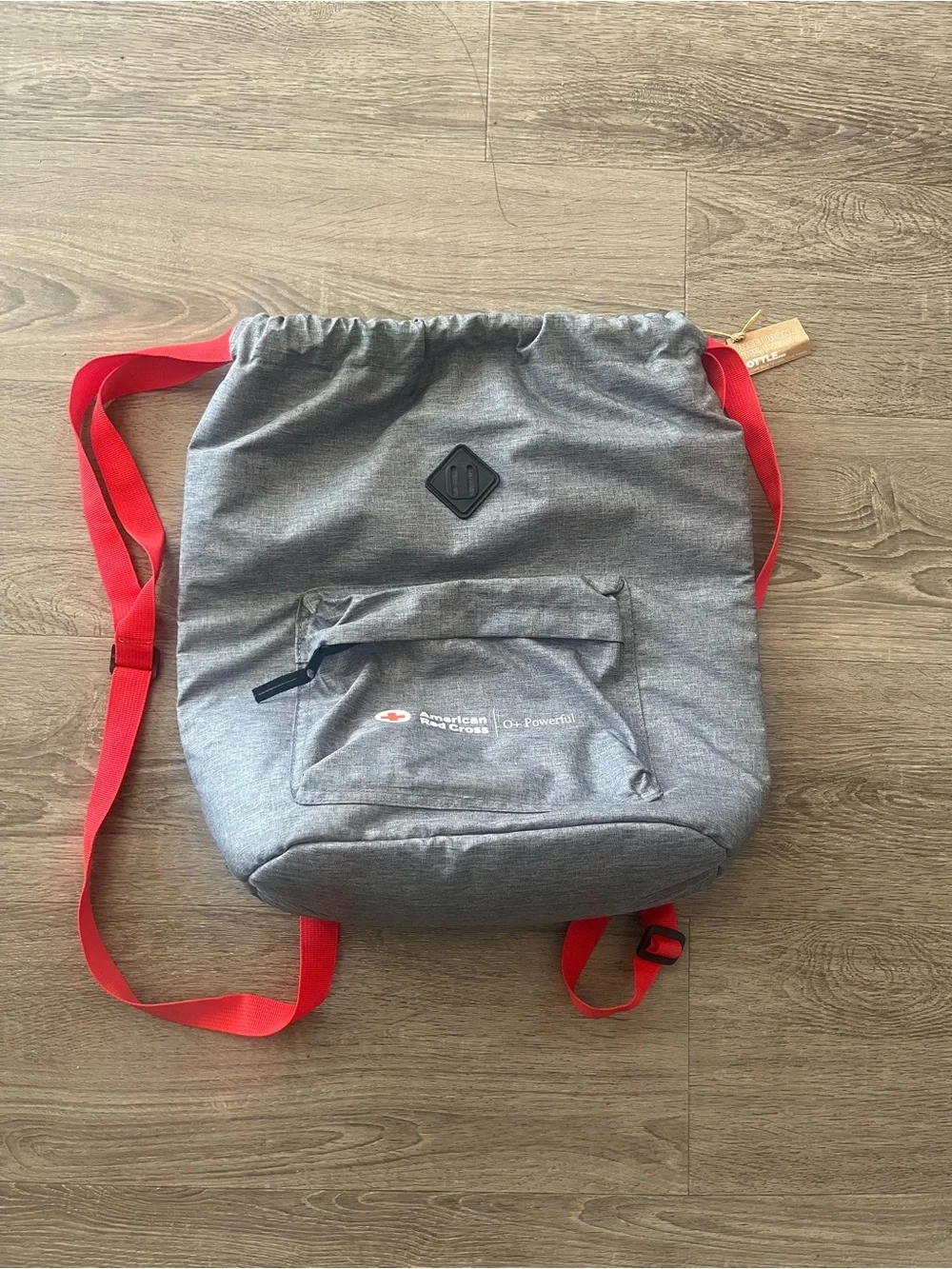 American Red Cross Gray Insulated Drink Cooler Backpack Red Straps NWT O+ Logo